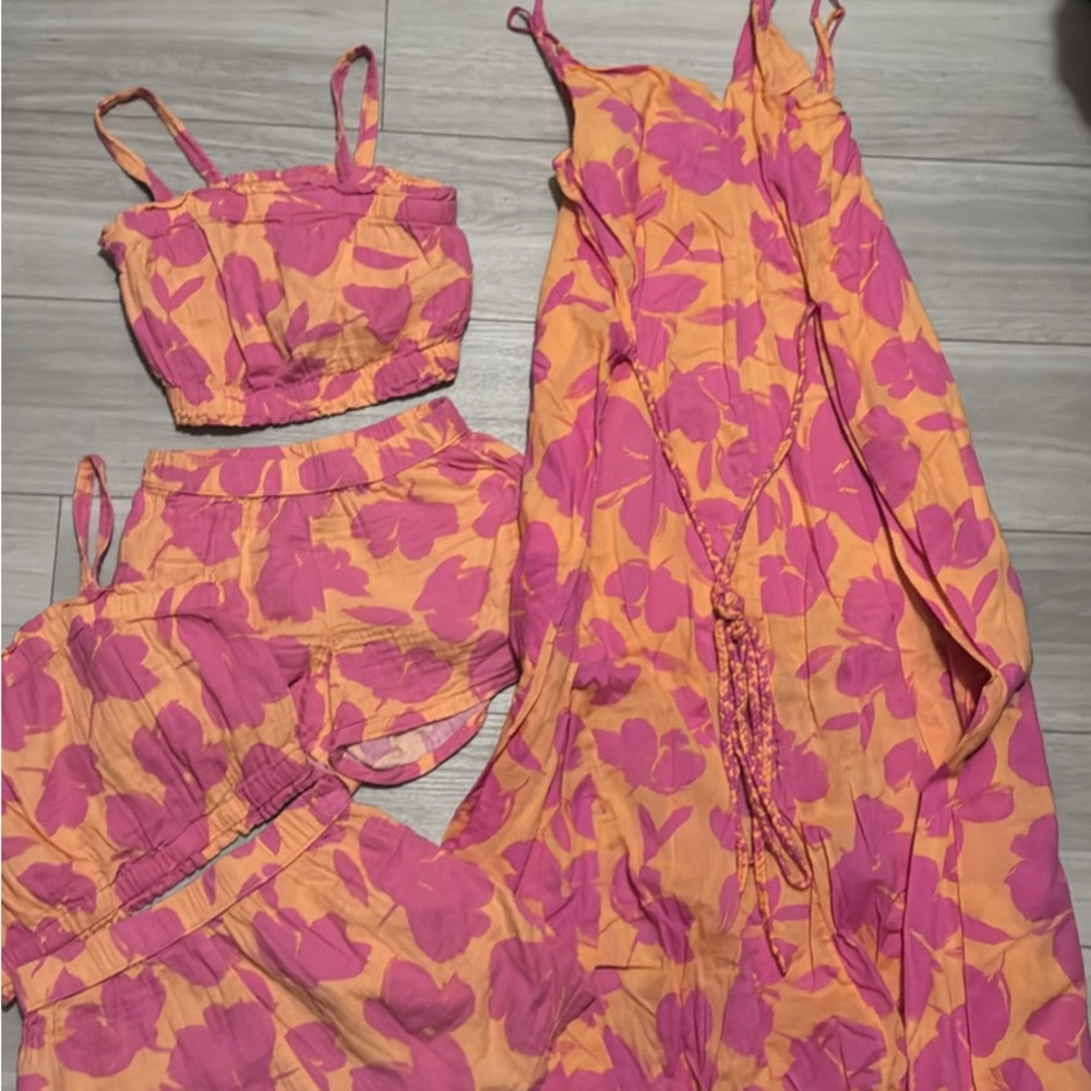 GAP Pink and Orange Floral Dress Set
